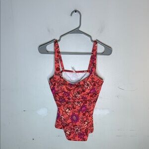 Lands' End Coral Floral Swimsuit Tankini Top Size 6